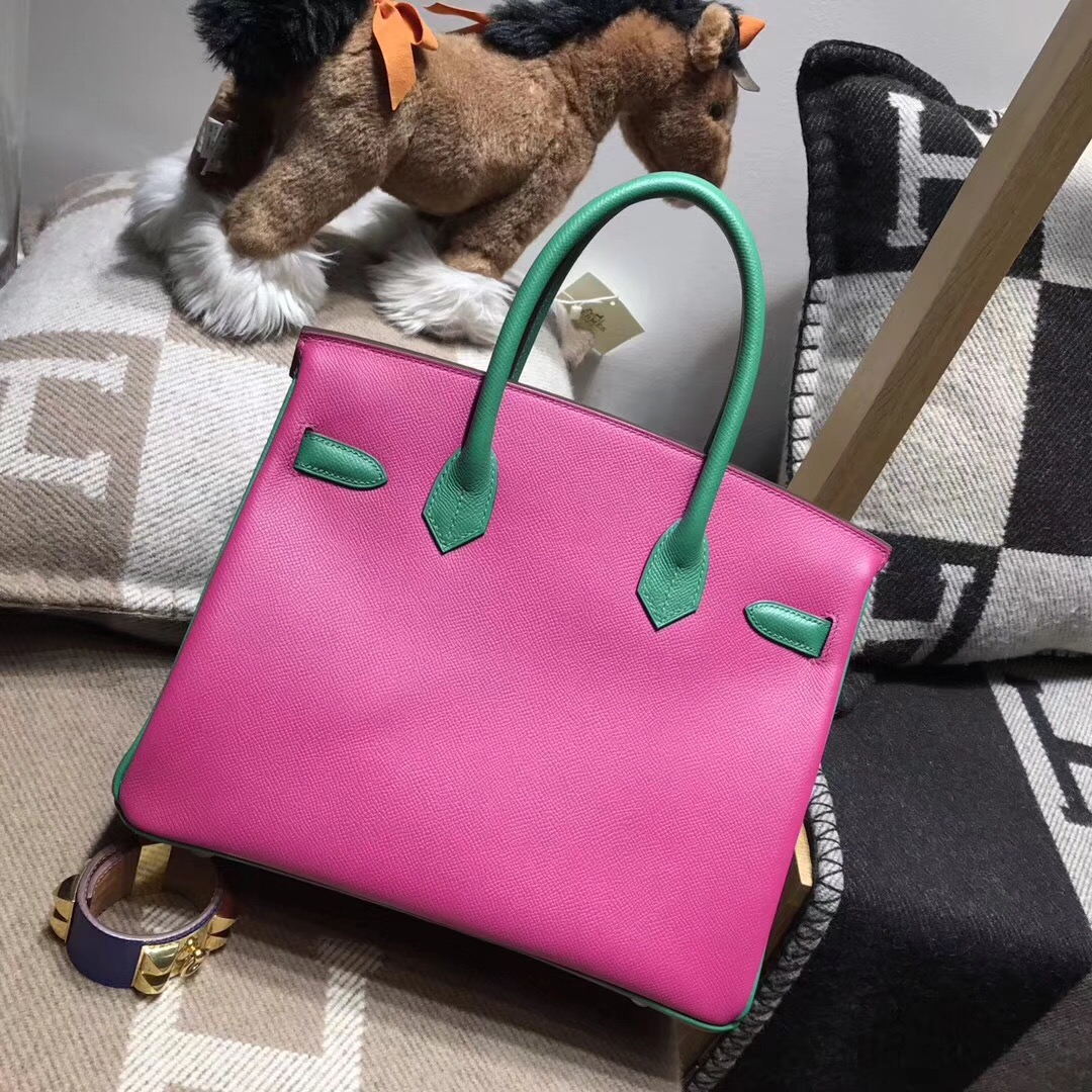 birkin 30cm epsom 18年最新rose purple L3玫瑰紫色配色u4 丝绒绿 vert vertigo金扣