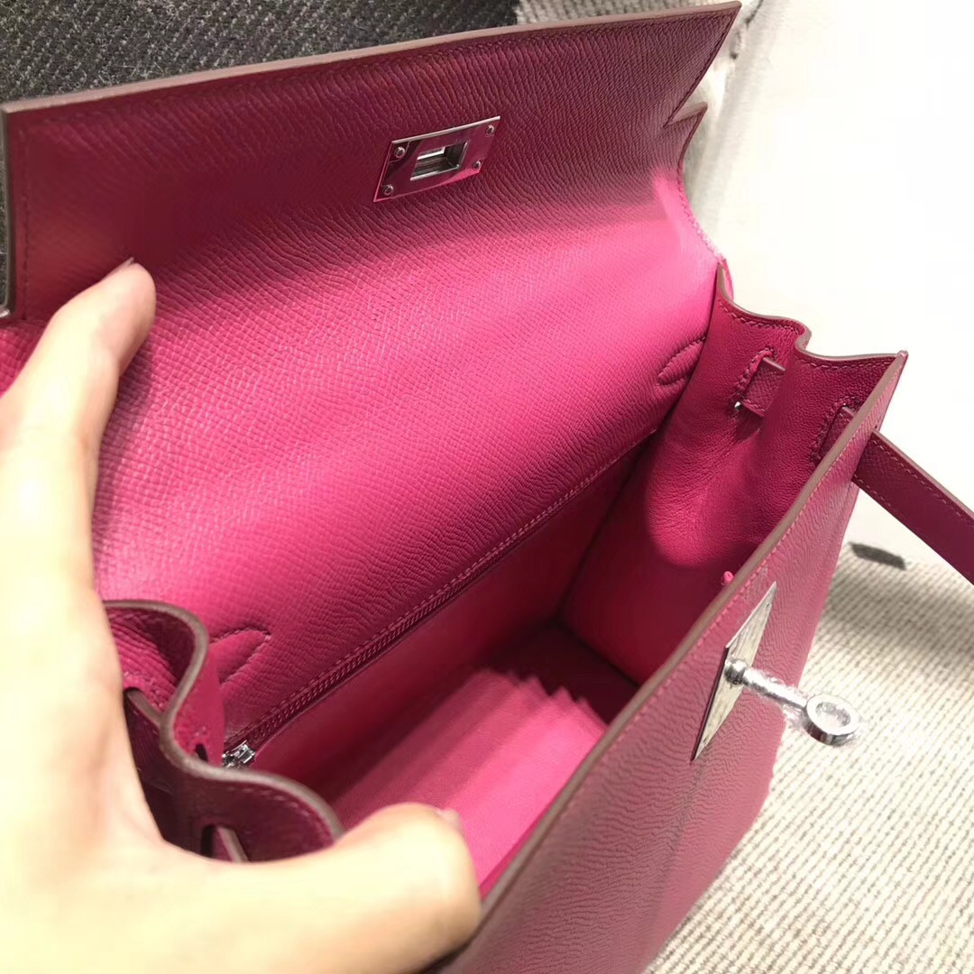 Hermes 凱莉包Kelly 28cm epsom L3玫瑰紫 rose purple 银扣 外封