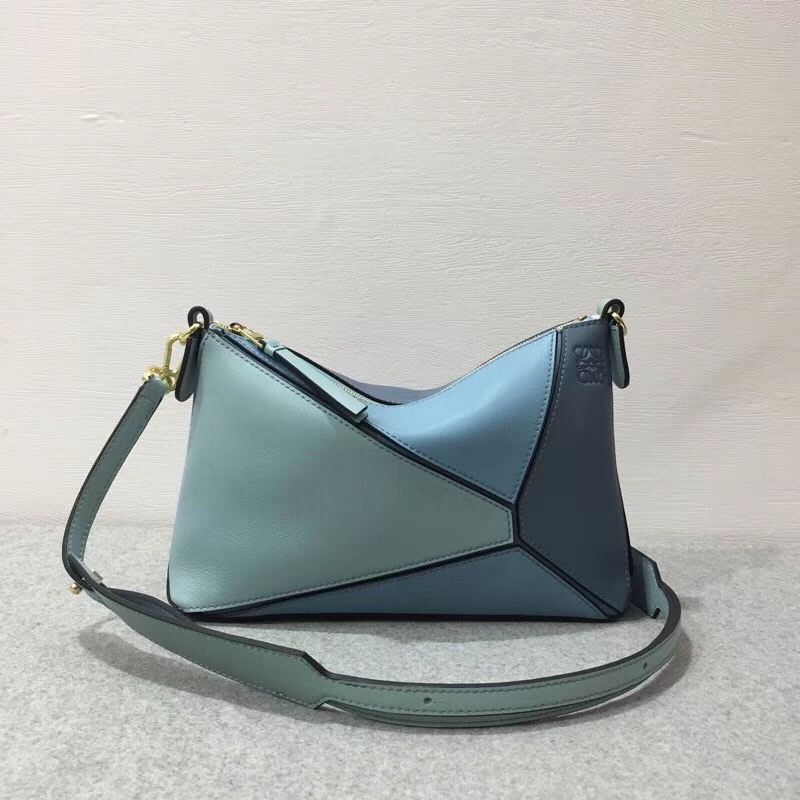 LOEWE罗意威 Puzzle Pochette Bag Stone Blue Multitone迷妳拼色單肩小包