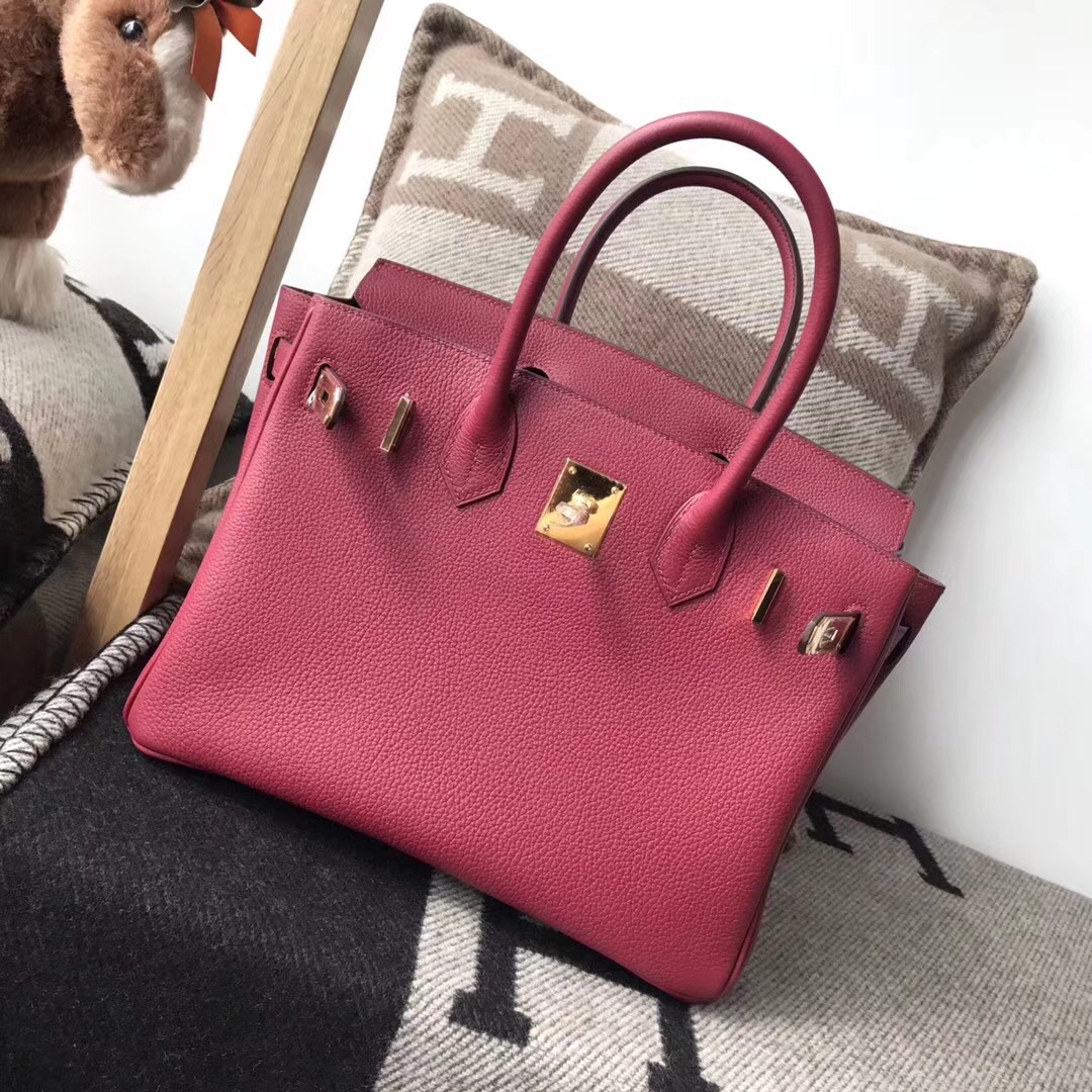 Hermes最出名的包袋 鉑金包Birkin 30cm togo K1 Rouge Grenat 石榴红