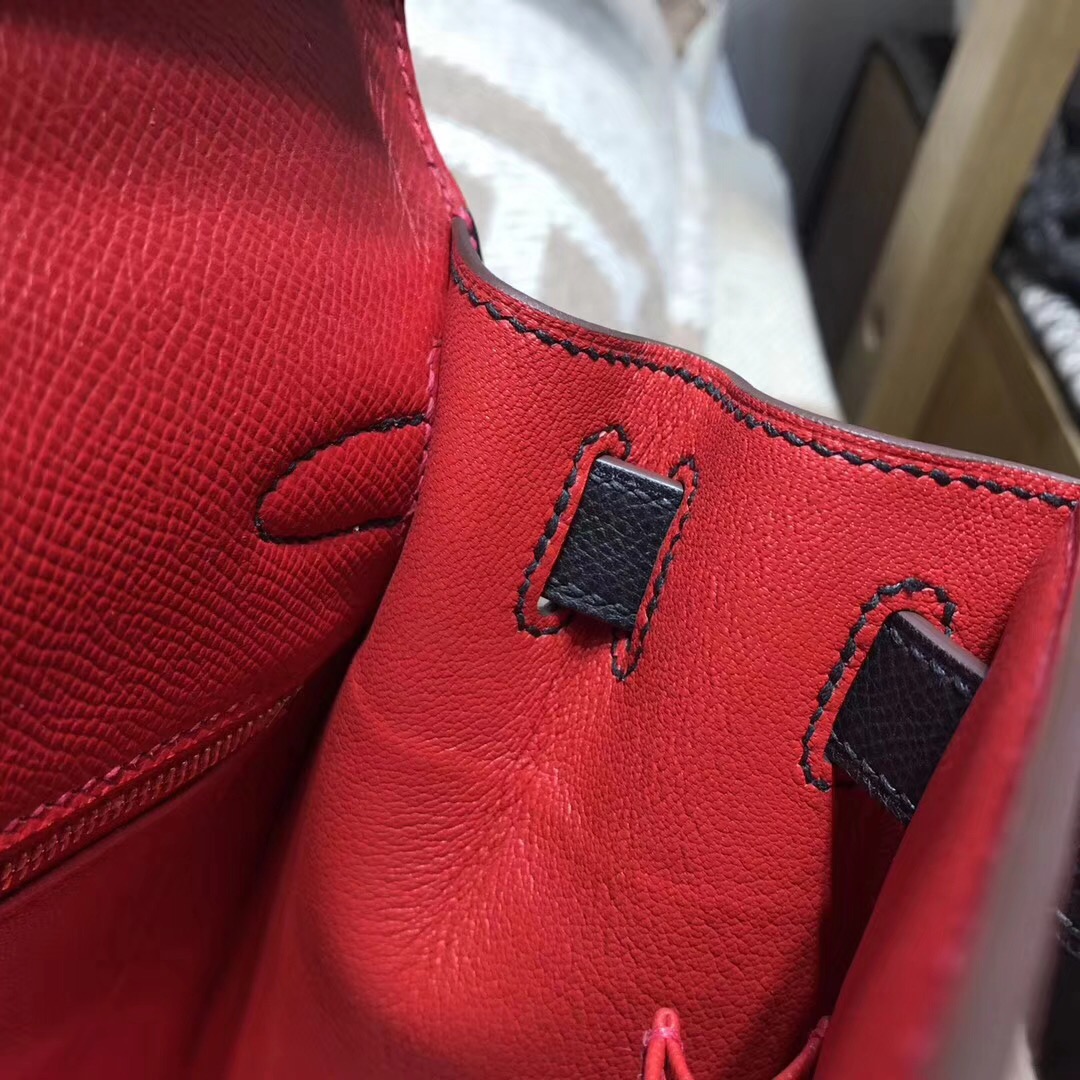 Hermes kelly 28 epsom外封CK89 Nior黑色配Q5 Rouge Cossacks國旗紅