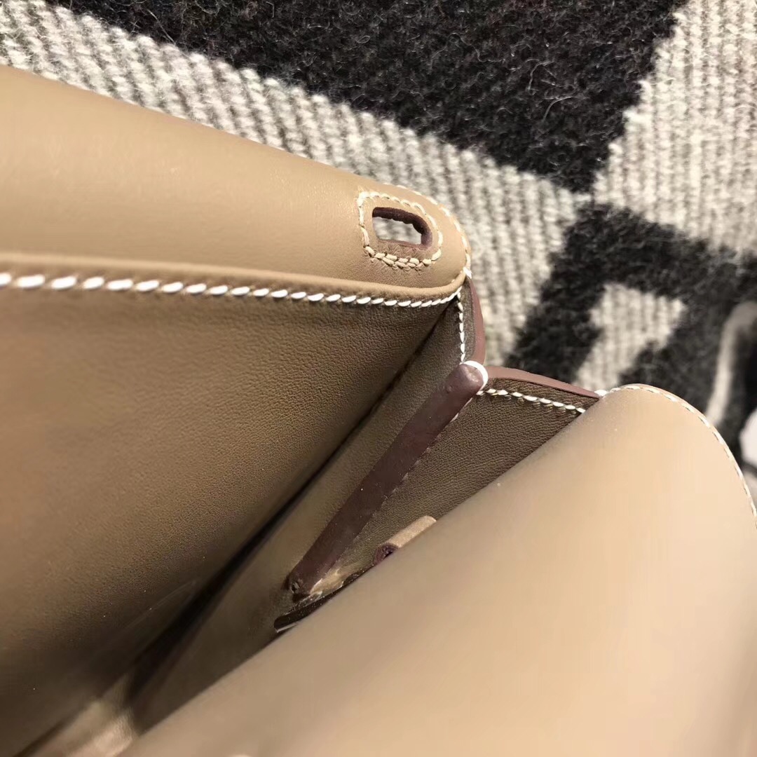 愛馬仕Hermes 迷妳包Halzan mini bag togo荔枝紋CK18 Etoupe大象灰