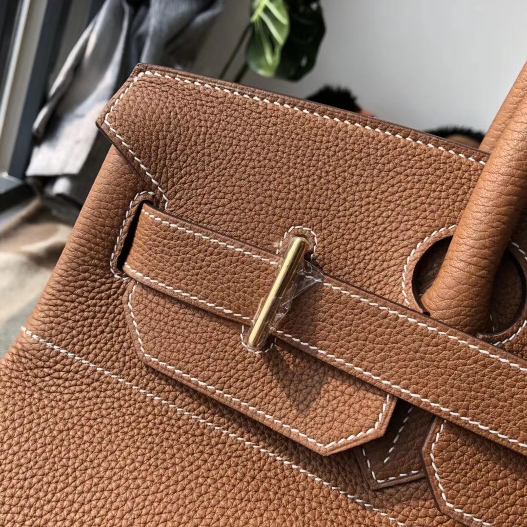 Hermes 鉑金包Birkin 40CM HAC togo gold cc37 金棕色 金扣金屬