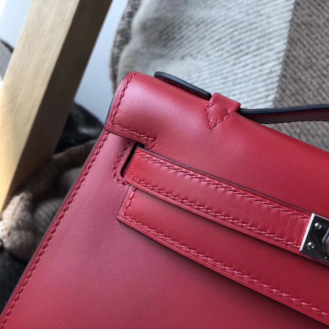 Hermes Mini kelly box ruby b5 寶石紅銀扣 超美的寶石紅