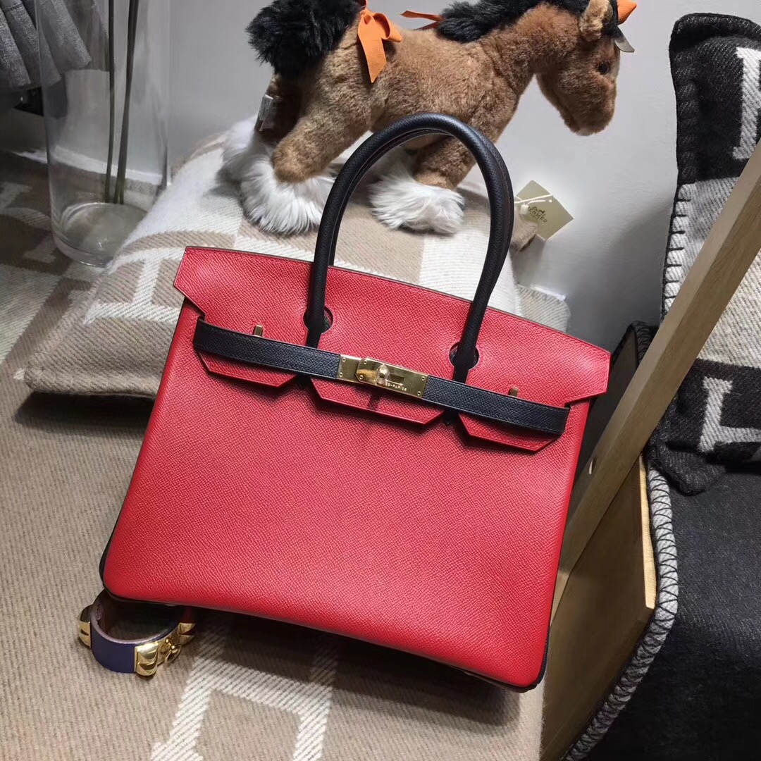 Hermes birkin 30cm epsom q5 rouge casaque 國旗紅 配黑色noir ck89金扣