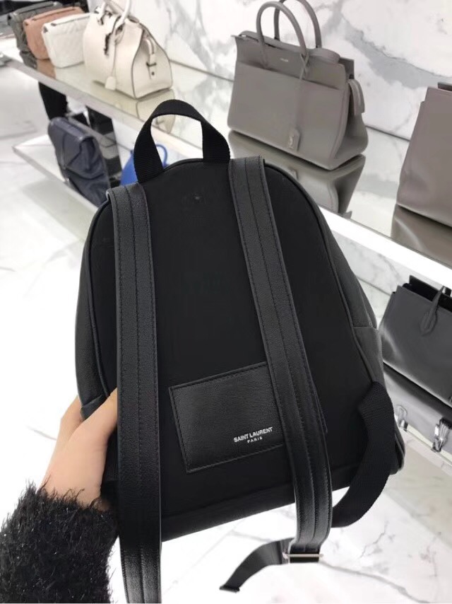 圣罗兰YSL TOY City Backpack Bag迷妳黑色羊皮真皮刺繡双肩背包