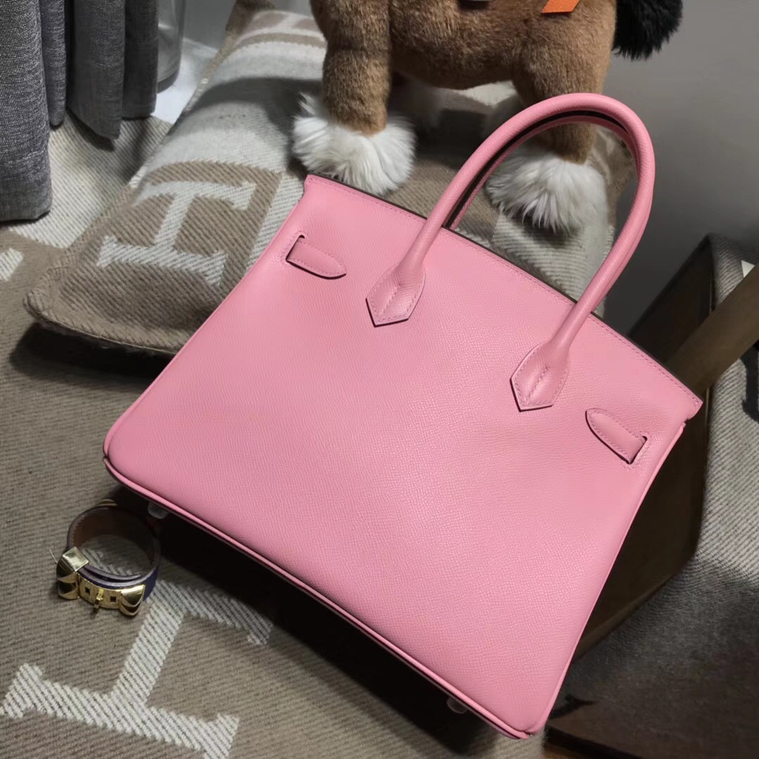 Hermes Brikin包袋 30cm Epsom 1Q Rose Confetti 奶昔粉銀扣