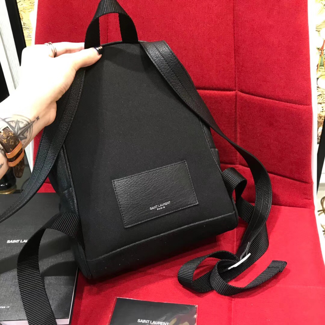 圣罗兰YSL TOY City Backpack Bag迷妳黑色羊皮真皮刺繡双肩背包