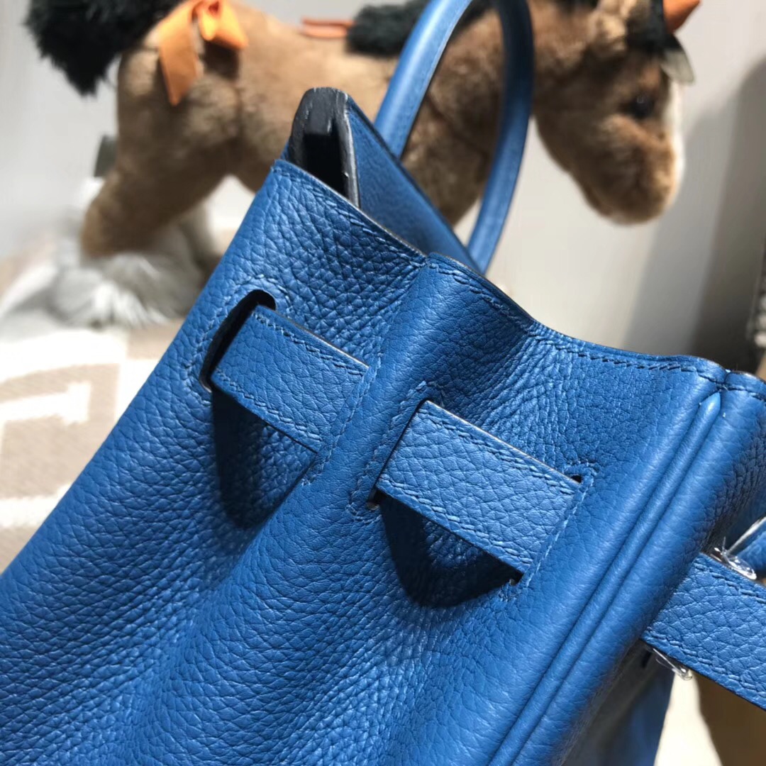 Hermes Birkin Togo 小牛皮 30cm s7加利西亞藍blue de galice银扣金屬