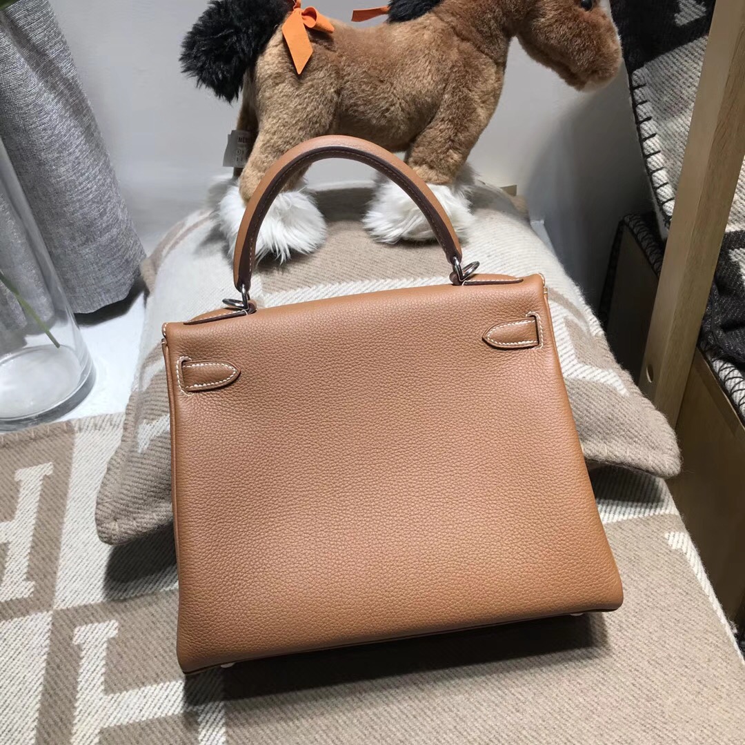 愛馬仕凱莉包Hermes Kelly 28cm togo銀扣金屬CK37 GOLD 金棕色GHW