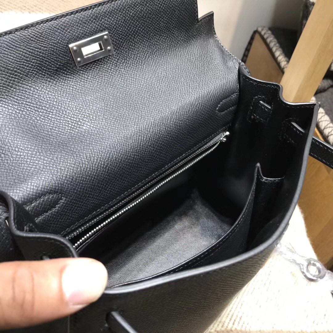 Hermes Kelly 25cm Epsom Nior CK89 經典百搭黑色银扣