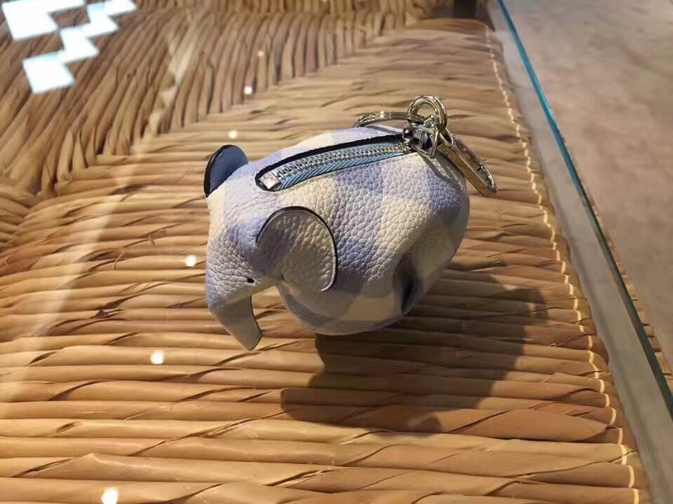 loewe Elephant Gingham Mini Bag月光藍soft grained calf