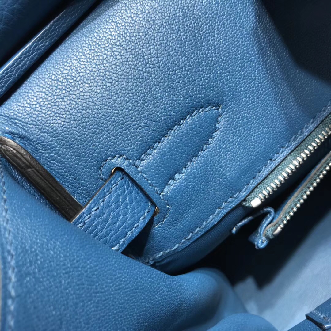 Hermes Birkin Togo 小牛皮 30cm s7加利西亞藍blue de galice银扣金屬