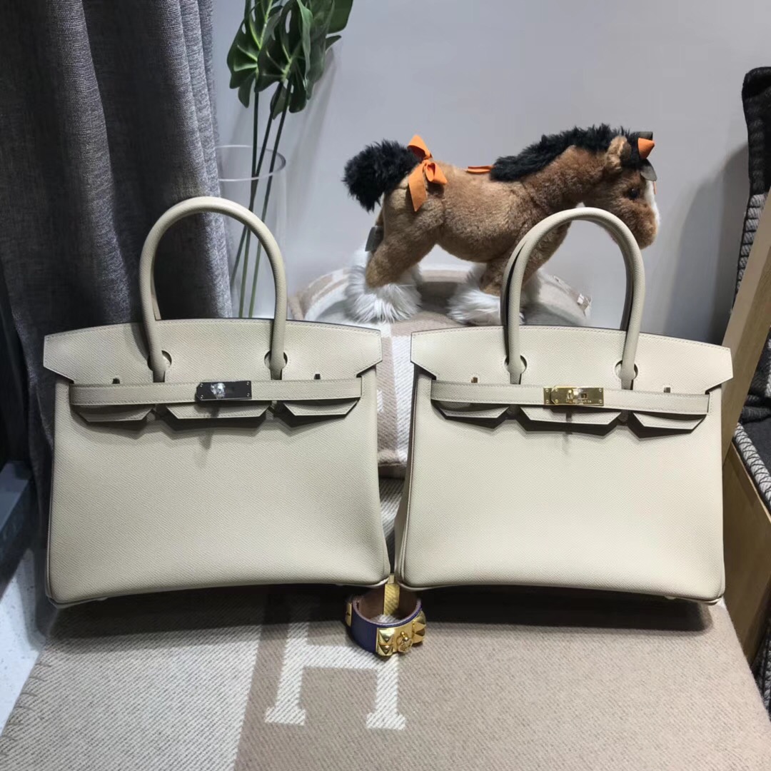 Hermes Birkin 30cm Epsom CK81 Gris Tourterelle 斑鳩灰金扣金属