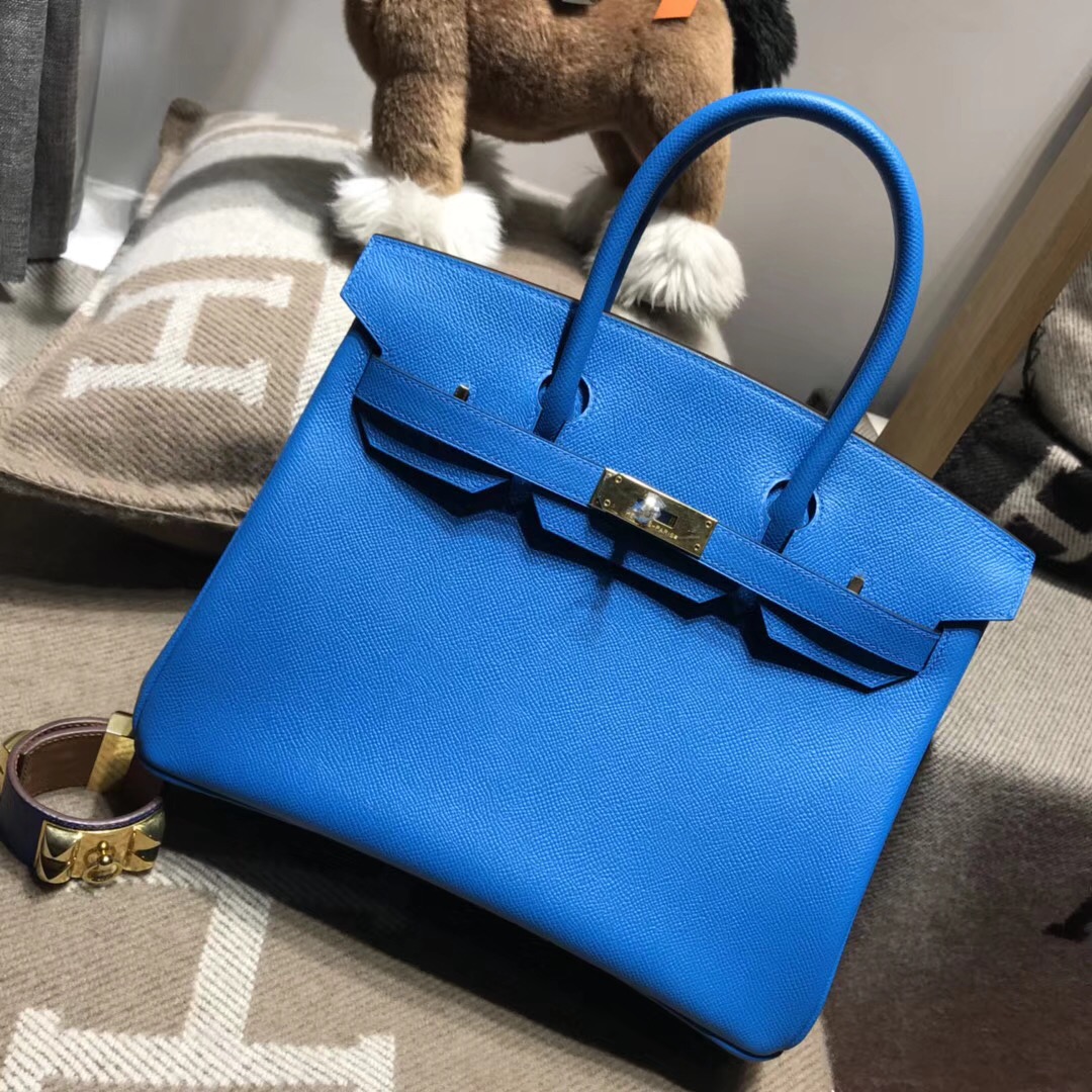 Hermes Brikin 30cm B3 Blue Zanzibar 坦桑尼亞藍 Epsom 金扣