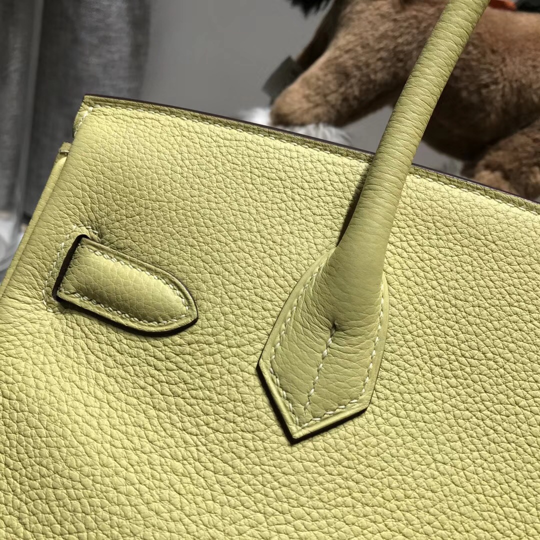 hermes 鉑金包Birkin包30cm 1Z Jaune Poussin小雞黃Togo銀扣