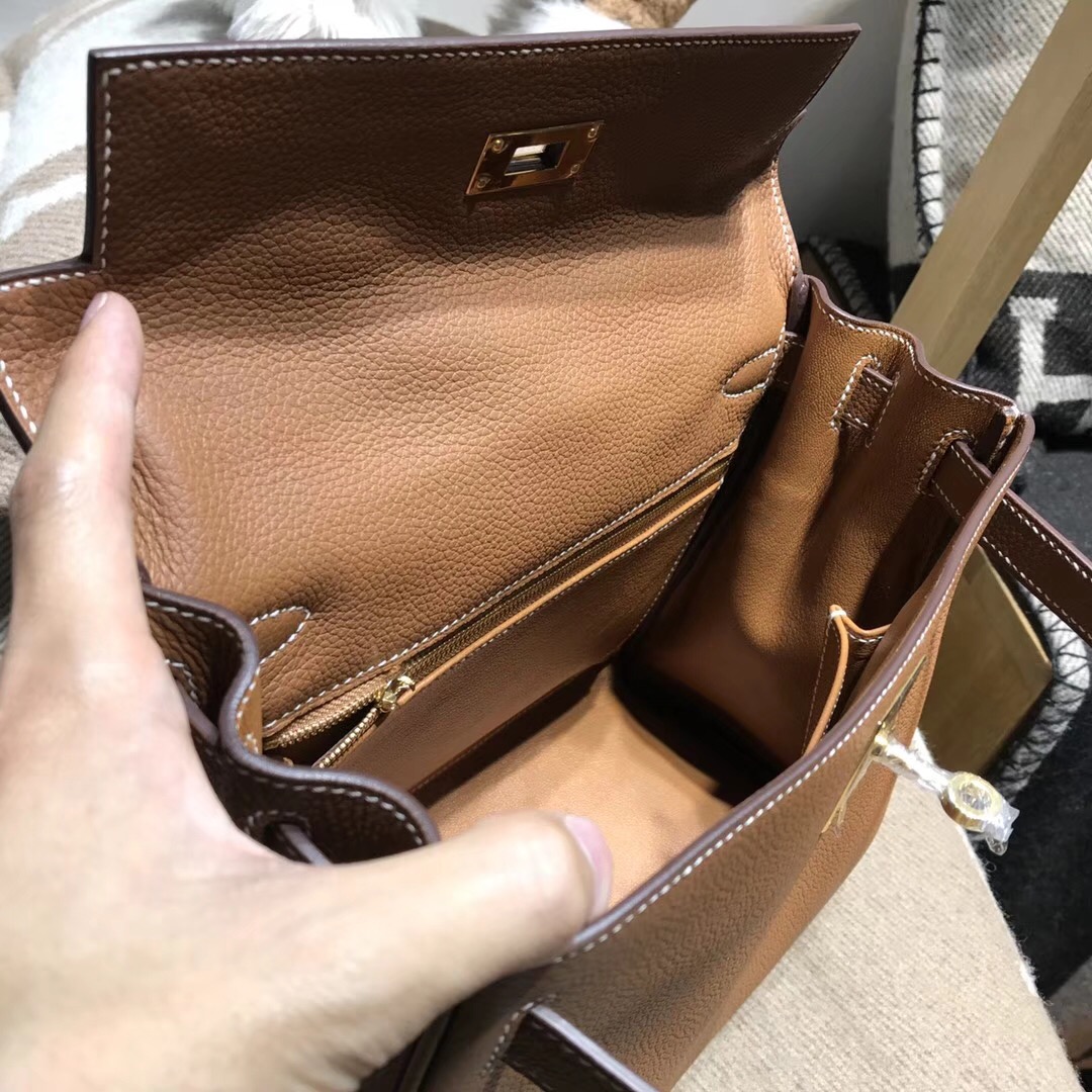 Hermes Kelly 28cm togo 阿登皮料CK37 GOLD 金棕色GHW 金扣金屬