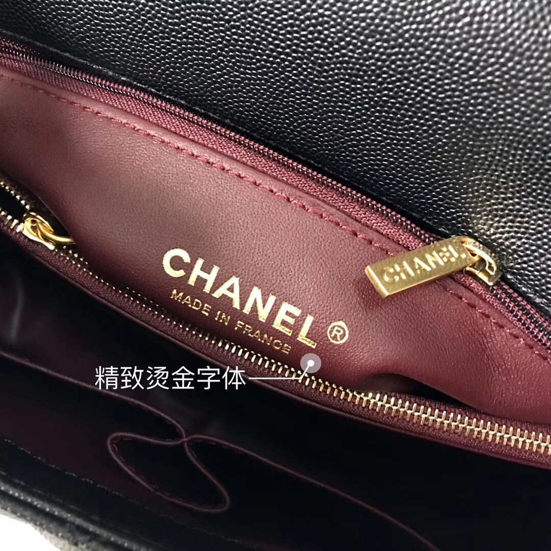 chanel復古手提包黑色小牛皮 蜥蜴皮 中號 coco handle bag 口蓋包 復古金