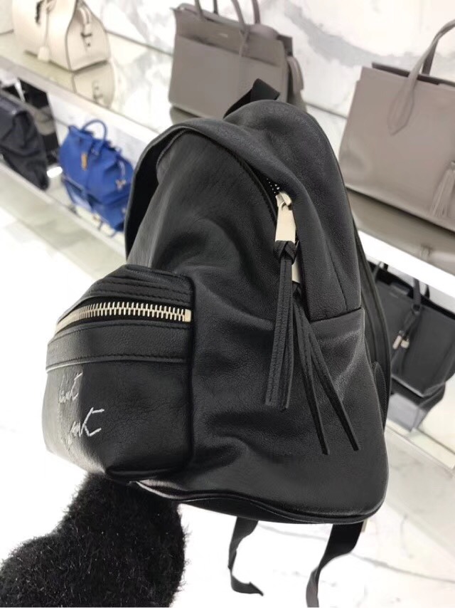 圣罗兰YSL TOY City Backpack Bag迷妳黑色羊皮真皮刺繡双肩背包