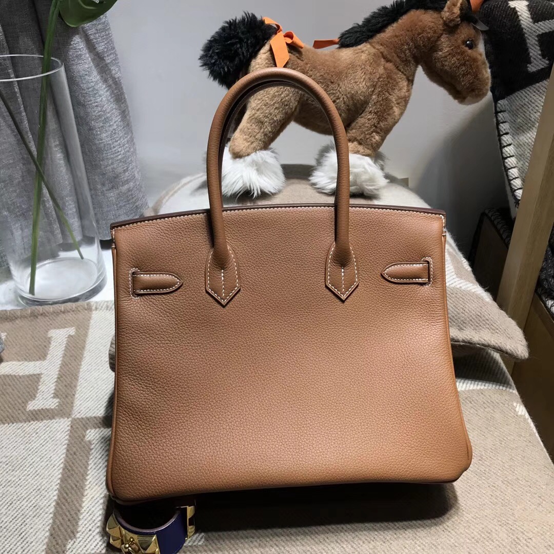 hermes鉑金包birkin 30cm togo小牛皮CK37 Gold金棕色銀扣金屬