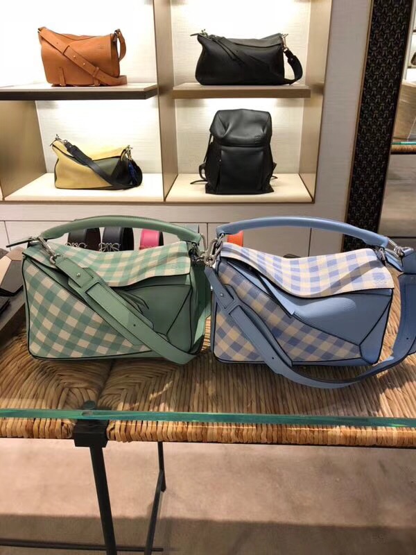 羅意威loewe Puzzle Gingham Bag 月光藍 Soft Grained Calf/Classic Ca