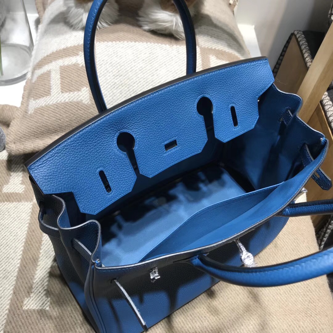 Hermes Birkin Togo 小牛皮 30cm s7加利西亞藍blue de galice银扣金屬