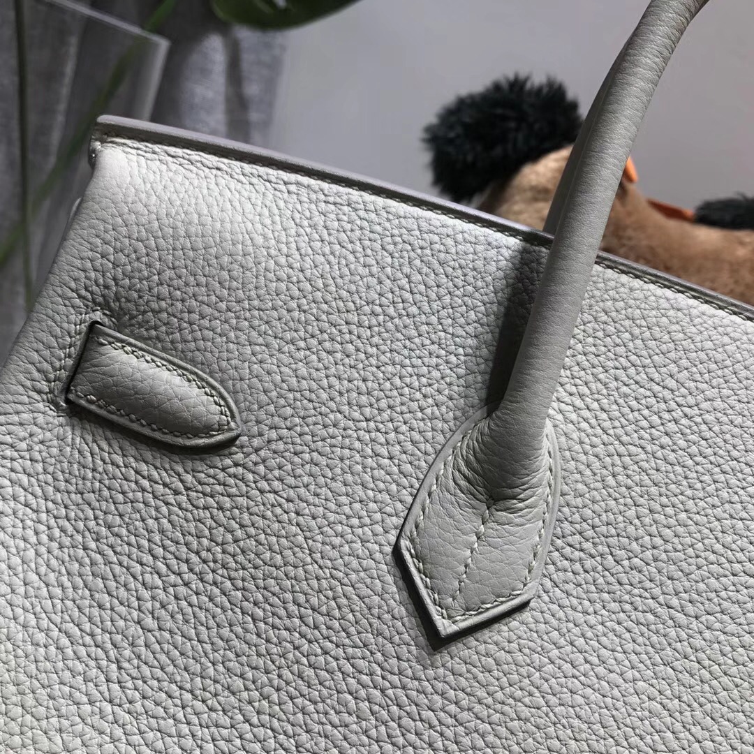 Hermes鉑金包Birkin 30cm togo小牛皮珍珠灰ck80 pearl grey銀扣金属