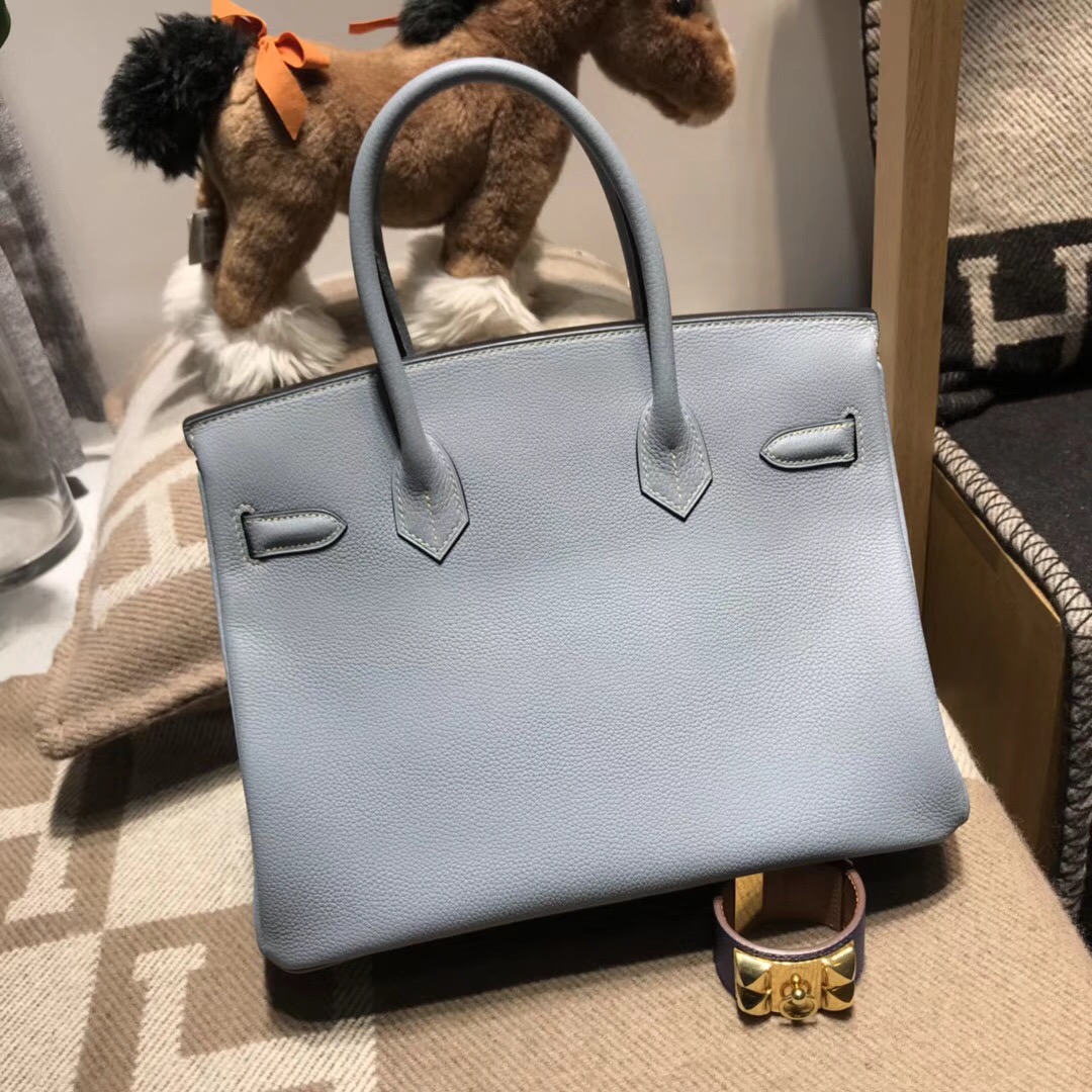 愛馬仕鉑金包Hermes Birkin 30 togo 8U 冰川藍 氣質至極金扣