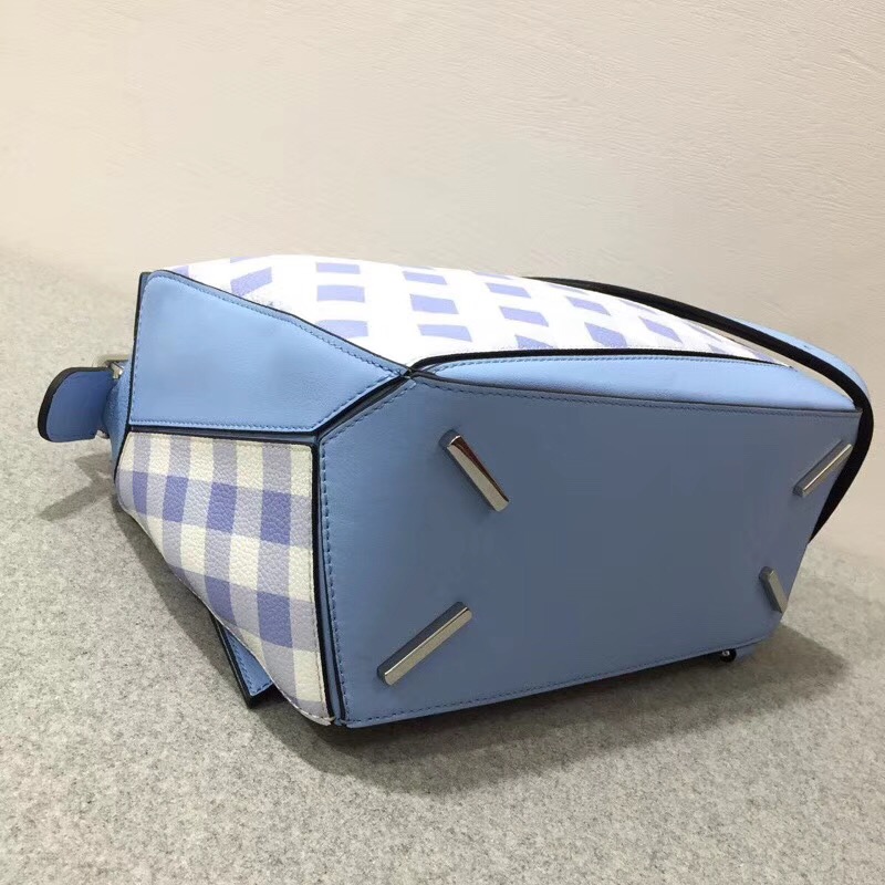 羅意威loewe Puzzle Gingham Bag 月光藍 Soft Grained Calf/Classic Ca