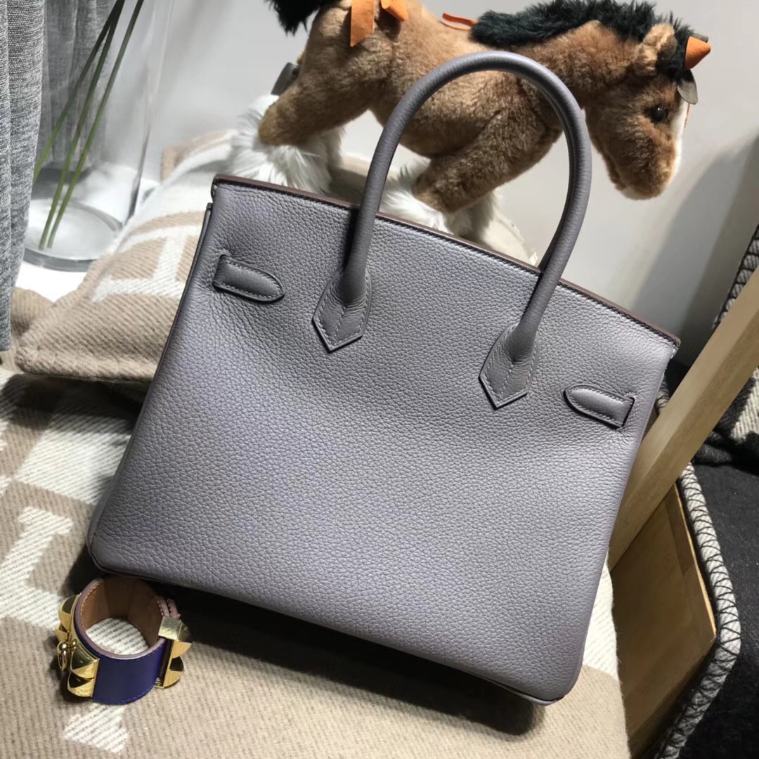 Hermes鉑金包Birkin  togo 30CM 8F Etain錫器灰 银扣金屬