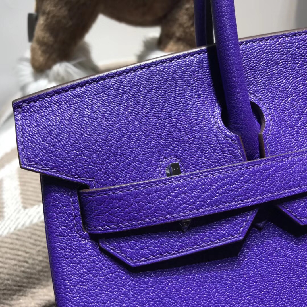 Hermes birkin 30cm山羊皮chevre myzore拼P9 Anemone海葵紫/內裏5R艷桃紅 銀扣馬蹄印