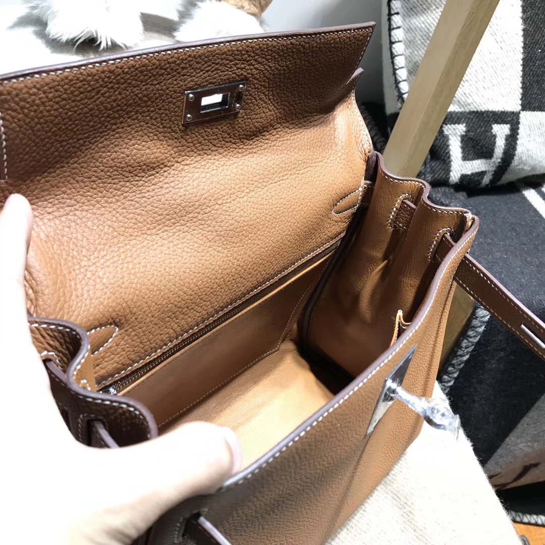 愛馬仕凱莉包Hermes Kelly 28cm togo銀扣金屬CK37 GOLD 金棕色GHW