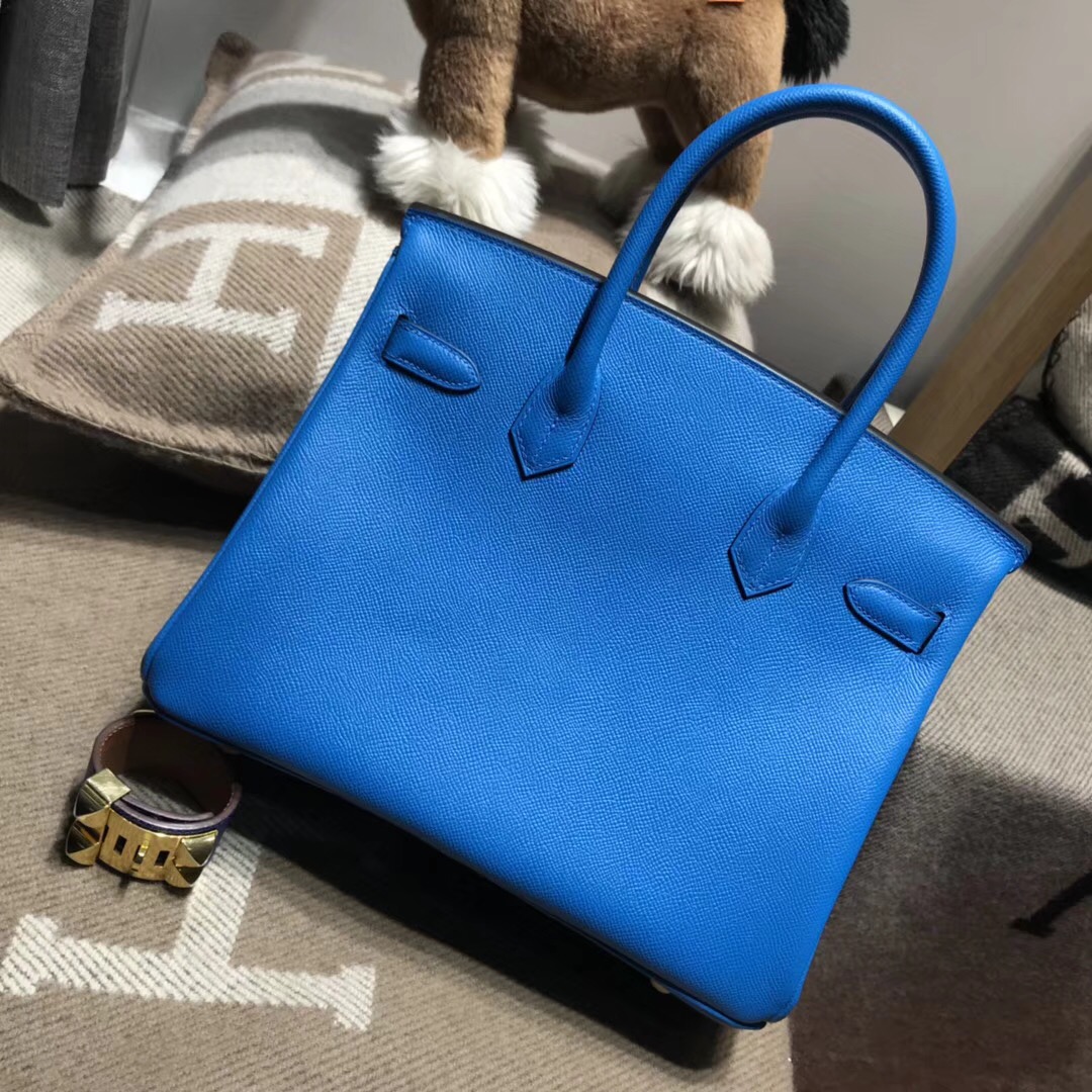 Hermes Brikin 30cm B3 Blue Zanzibar 坦桑尼亞藍 Epsom 金扣