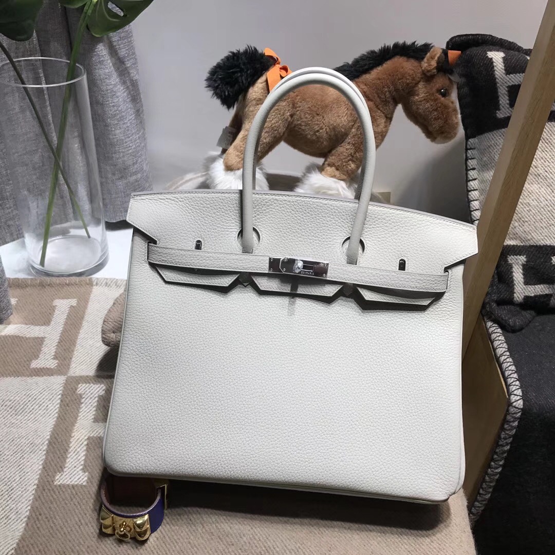 Hermes鉑金包Birkin 30cm togo小牛皮珍珠灰ck80 pearl grey銀扣金属