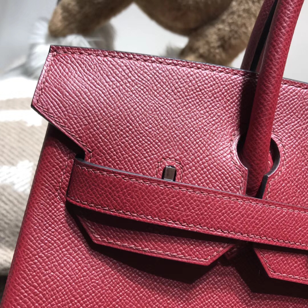 Hermes鉑金包birkin 30cm EPsom K1 Rouge Grenat 石榴紅 銀扣金屬