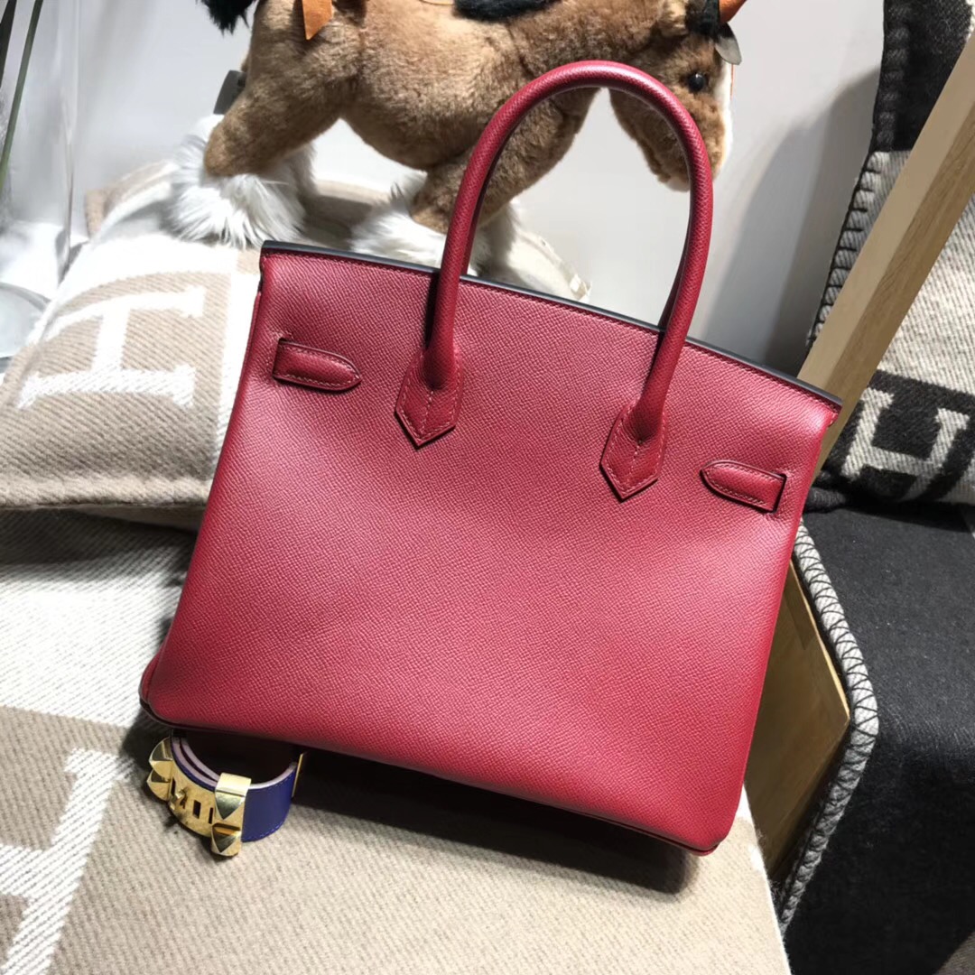 Hermes鉑金包birkin 30cm EPsom K1 Rouge Grenat 石榴紅 銀扣金屬