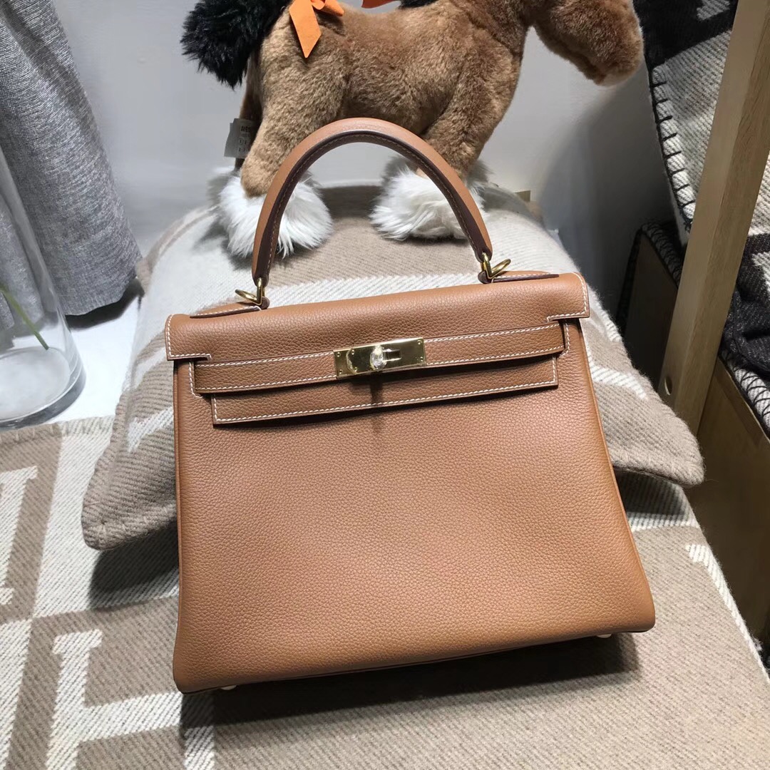 Hermes Kelly 28cm togo 阿登皮料CK37 GOLD 金棕色GHW 金扣金屬