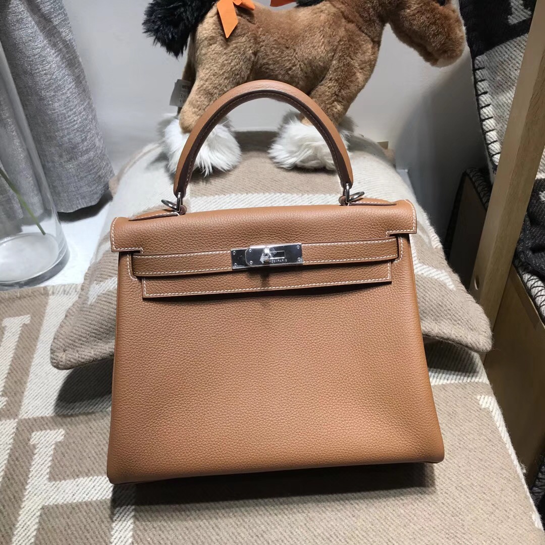 愛馬仕凱莉包Hermes Kelly 28cm togo銀扣金屬CK37 GOLD 金棕色GHW