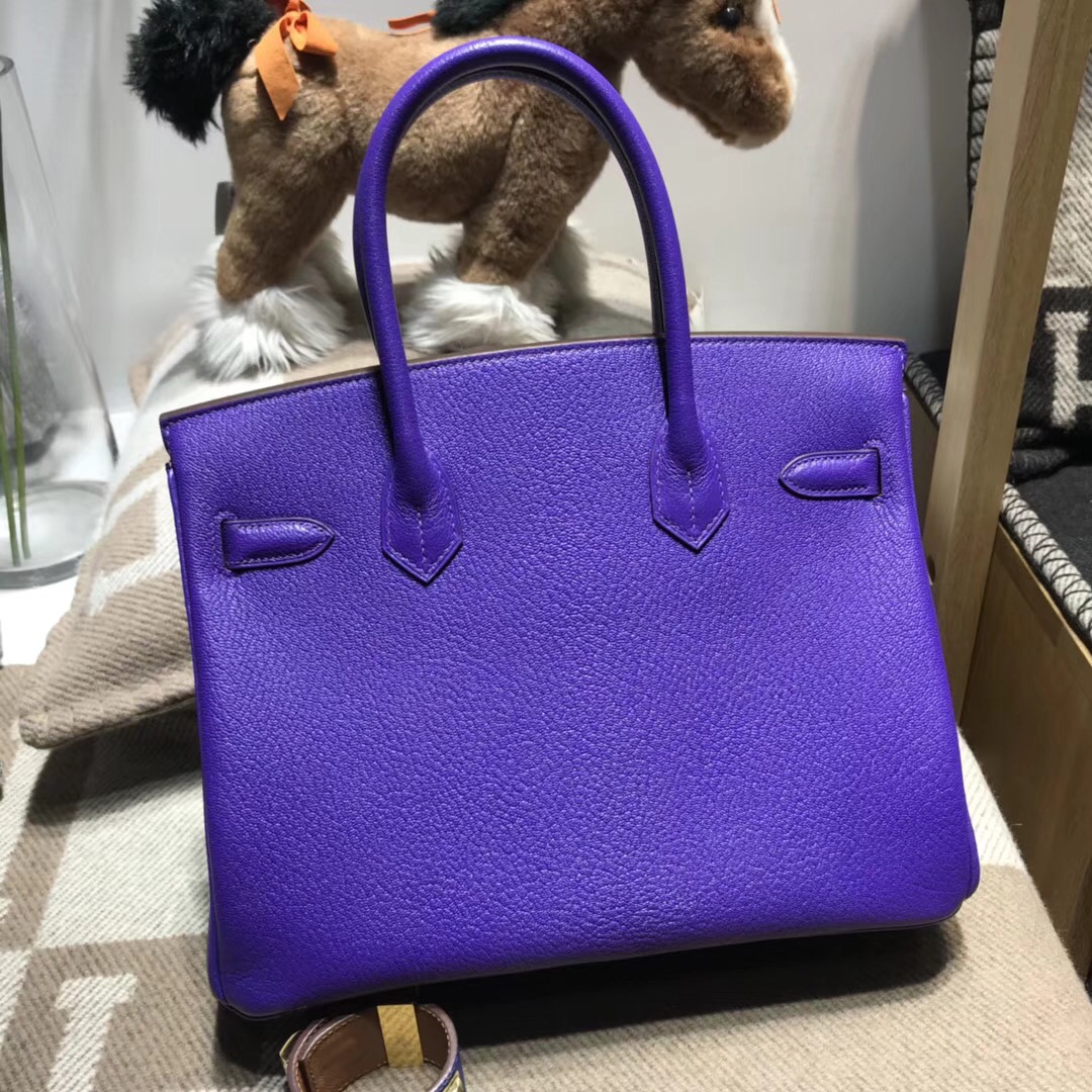 Hermes birkin 30cm山羊皮chevre myzore拼P9 Anemone海葵紫/內裏5R艷桃紅 銀扣馬蹄印