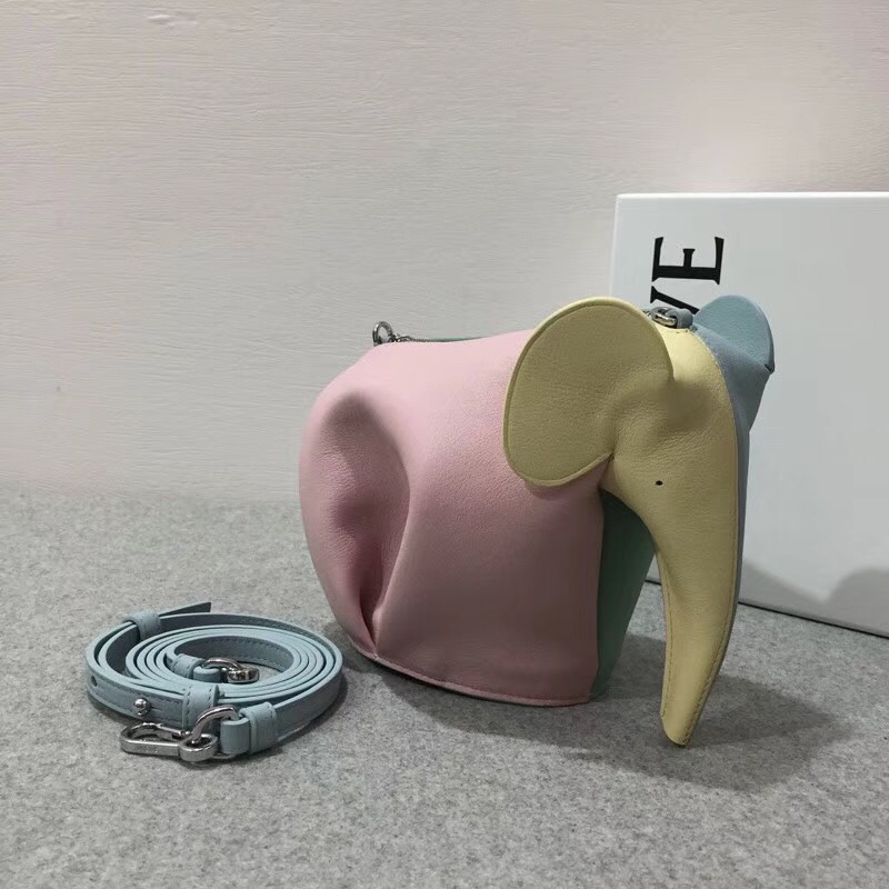 loewe Elephant Rainbow Mini Bag Multicolor 彩色拼色牛皮大象包