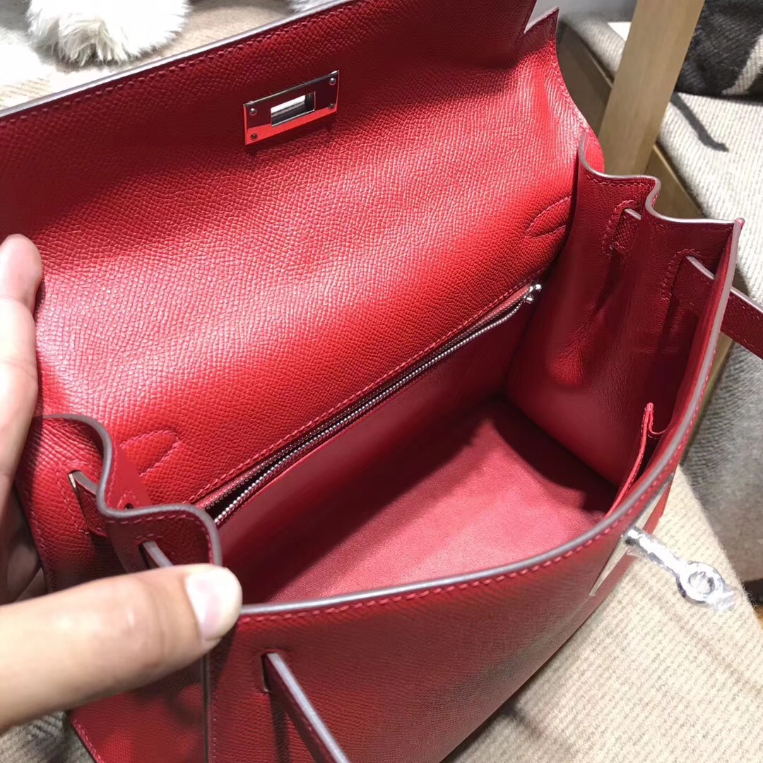 Hermes Kelly 28cm Epsom Q5 Rouge Cossacks 草莓红 国旗红