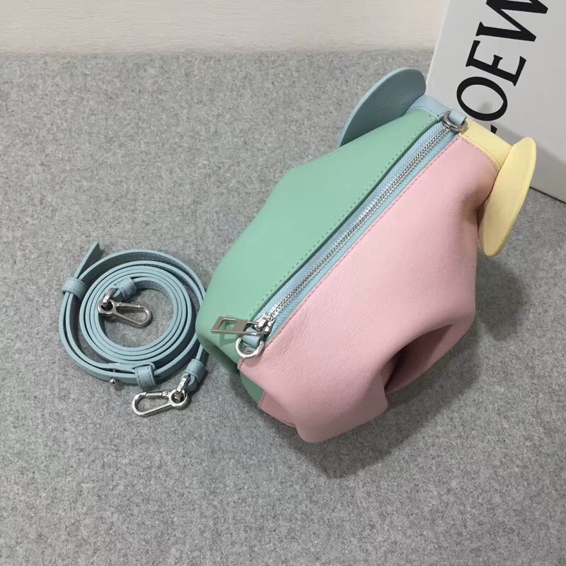 loewe Elephant Rainbow Mini Bag Multicolor 彩色拼色牛皮大象包