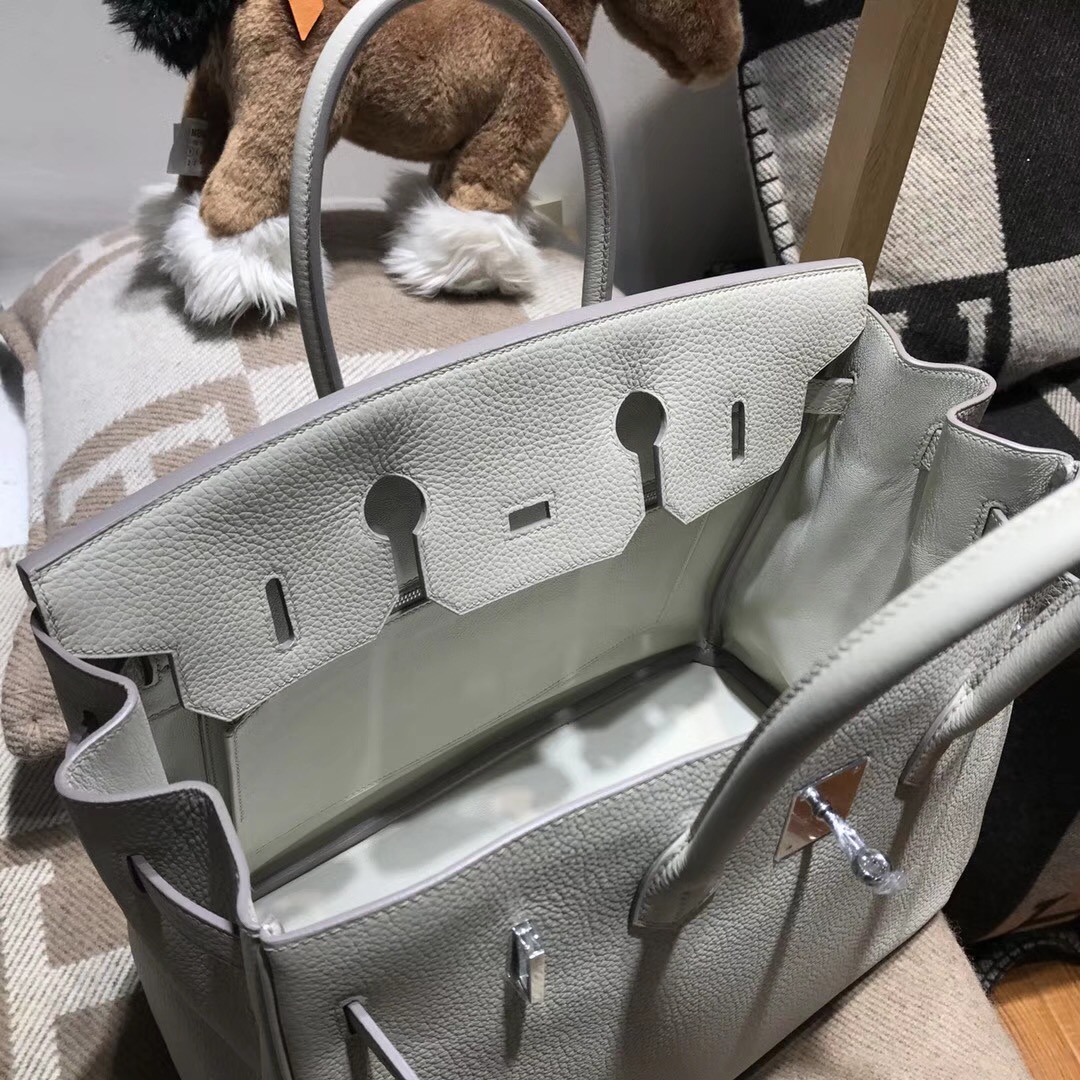 Hermes鉑金包Birkin 30cm togo小牛皮珍珠灰ck80 pearl grey銀扣金属