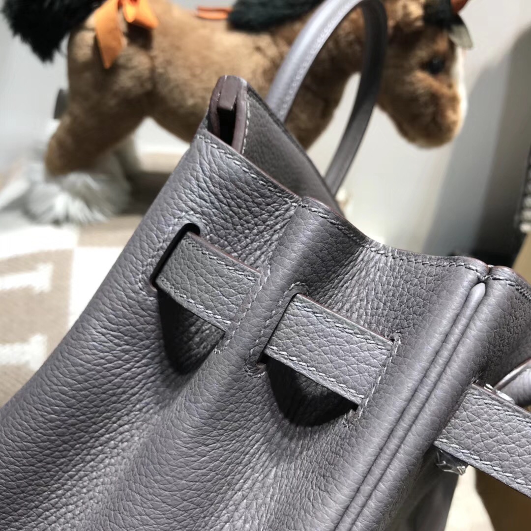 Hermes鉑金包Birkin  togo 30CM 8F Etain錫器灰 银扣金屬