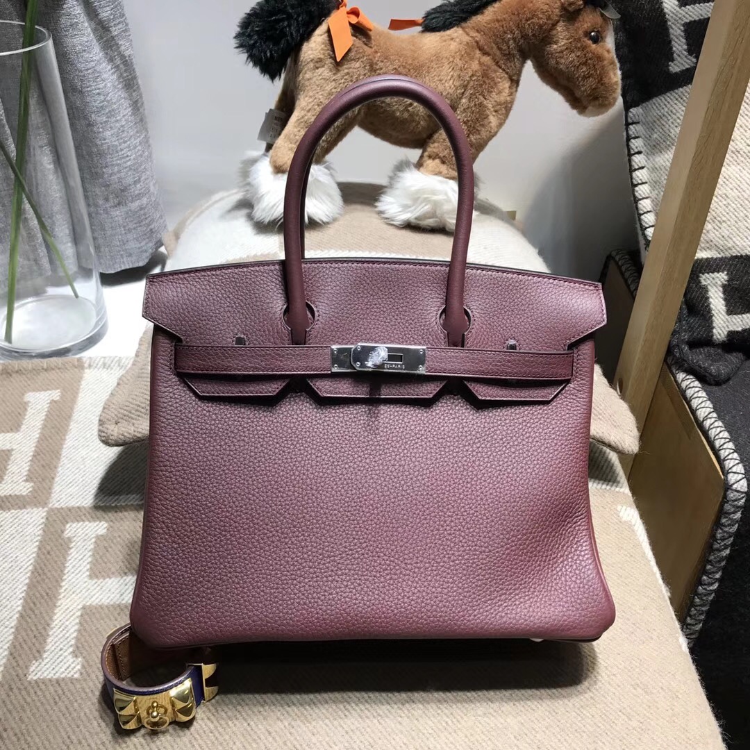 Hermes鉑金包birkin 30cm togo 小牛皮 cc55 rouge 愛馬仕紅 银扣金屬