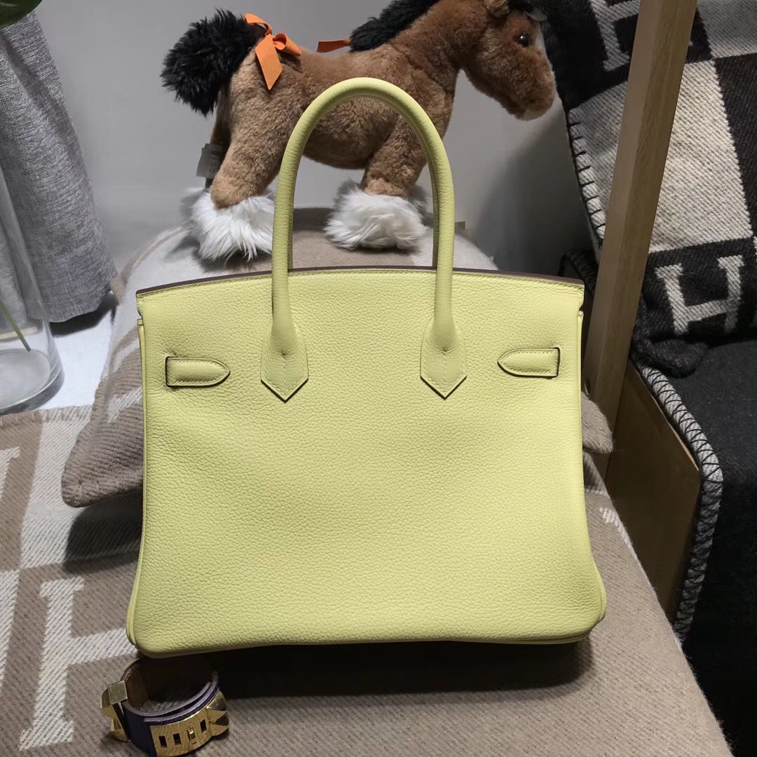 hermes 鉑金包Birkin包30cm 1Z Jaune Poussin小雞黃Togo銀扣