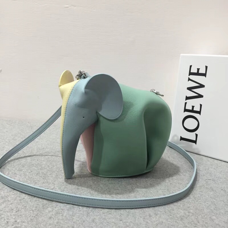 loewe Elephant Rainbow Mini Bag Multicolor 彩色拼色牛皮大象包