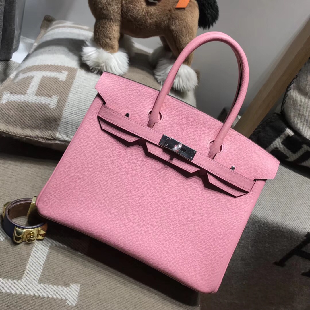 Hermes Brikin包袋 30cm Epsom 1Q Rose Confetti 奶昔粉銀扣