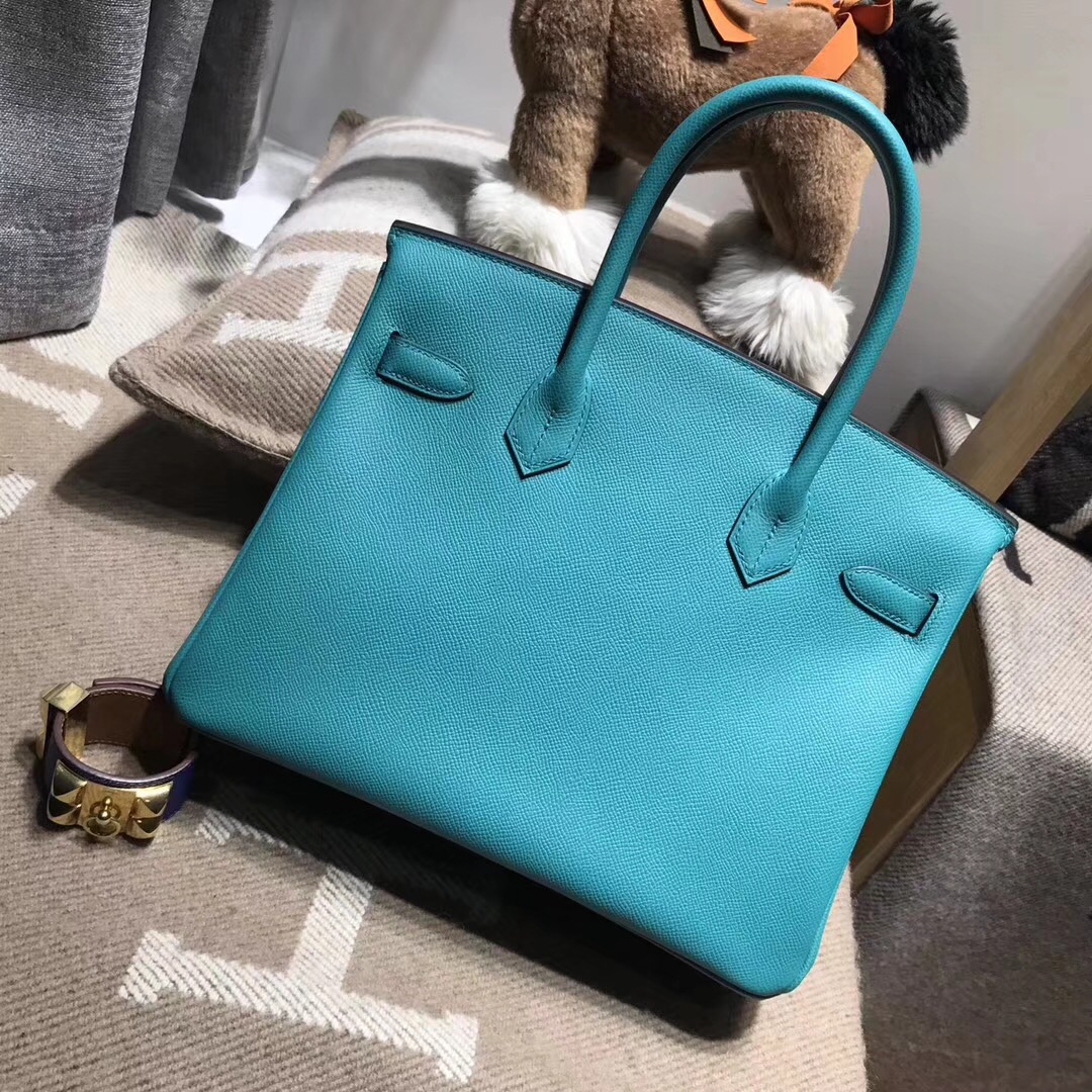 Hermes birkin 30cm epsom 7f孔雀藍 blue paon 超美的藍綠混合色 金扣