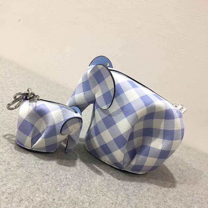 loewe Elephant Gingham Mini Bag月光藍soft grained calf